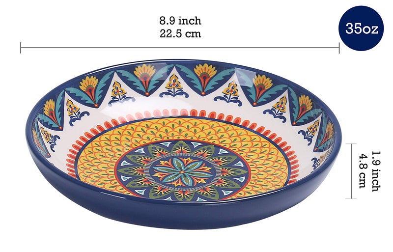 Bico Havana Ceramic Pasta Bowl, Set of 5(1 unit 214oz, 4 units 35oz), for Pasta, Salad, Microwave & Dishwasher Safe, House Warming Gift - Image 3